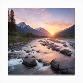 Sunrise Over A River Canvas Print