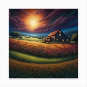 Barn At Night Canvas Print