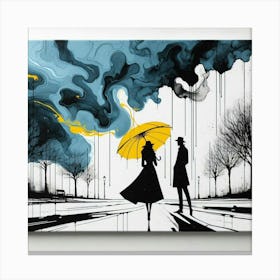 Silhouette of a woman and a man 4 Canvas Print