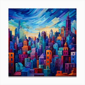 Colorful City Skyline Canvas Print