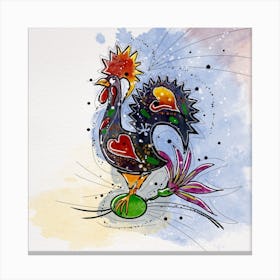 Portugese Rooster In Watercolor Canvas Print