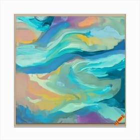  Detailed Art Deco Abstract Painting In Pastel Colors Canvas Print