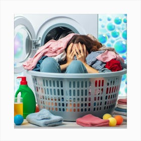 Woman In A Laundry Basket 1 Canvas Print