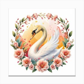 Elegant Swan in a Blooming Canvas Print