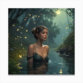 Fairy Girl In The Water Canvas Print