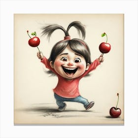 Little Girl With Cherries 1 Canvas Print