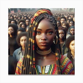 Woman In Front Of A Crowd Canvas Print