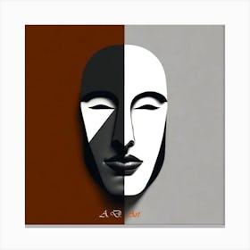 Minimalist Dark and Light Color Illustration Double Face Canvas Print