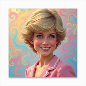 Graceful Princess Diana Smiling Against A Backdrop Of Colorful Pastel Swirls 1 Canvas Print