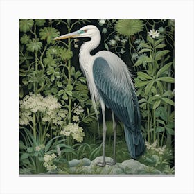 Ohara Koson Inspired Bird Painting Great Blue Heron 8 Square Canvas Print