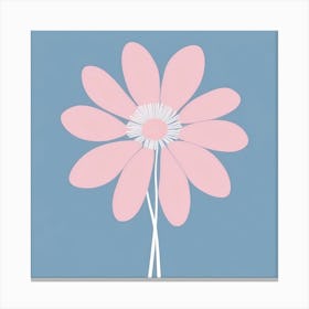 A White And Pink Flower In Minimalist Style Square Composition 177 Canvas Print