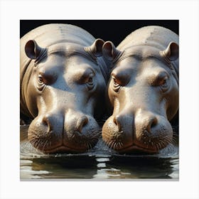 Elegant Hippo Couple Canvas Print