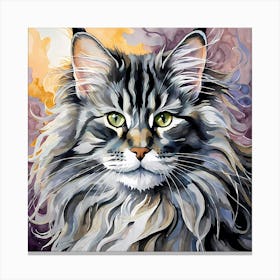Portrait Of My Maine Coon Cat Teddy Canvas Print