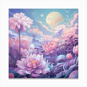 Pastel Lotus Flower Garden Canvas Print