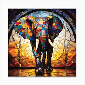 Stained Glass Elephant Canvas Print