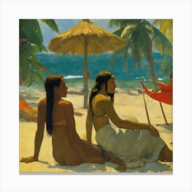 Two Women On The Beach Canvas Print