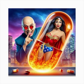 Wonder Woman meets Dr Evil 1 Canvas Print