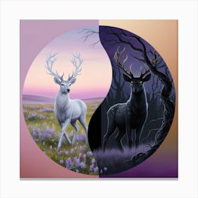 Yin Yang Deer 2 Canvas Print