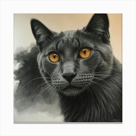 Grey Cat With Yellow Eyes Canvas Print