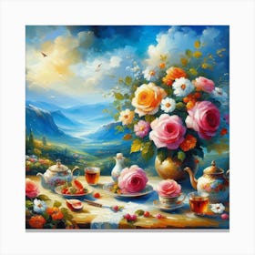 Tea With Roses Canvas Print