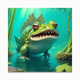 Frog In The Water Canvas Print