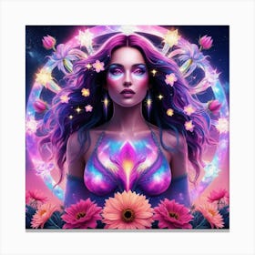 Psychedelic Woman with dark colors Canvas Print