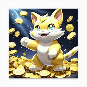 Cat With Gold Coins 1 Canvas Print