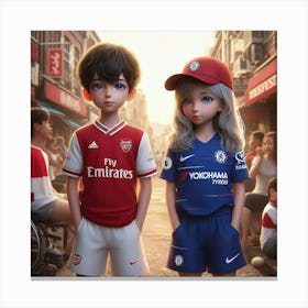 Two Soccer Players Arsenal & Chelsea lovers ❤️🖼️ Canvas Print