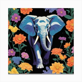 Elephant In Flowers 1 Canvas Print