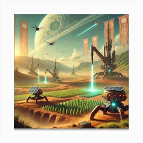 A Futuristic Scene Focusing On Terraforming Technology On Mars Canvas Print