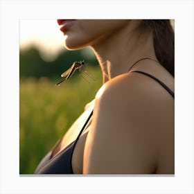 Portrait Of A Woman With A Dragonfly Canvas Print