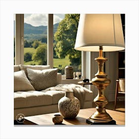 Living Room With A Lamp Canvas Print