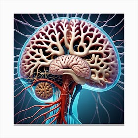 Human Brain With Blood Vessels 9 Canvas Print