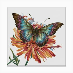 Butterfly On A Flower Canvas Print