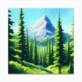 Path To The Mountains trees pines forest 12 Canvas Print