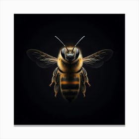 Bee On Black Background Canvas Print