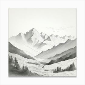 Mountain Ranges Simple Pencil Outlines Of Mountain Ranges Canvas Print