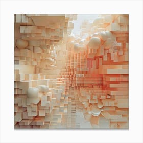 Nude Color Gradient Illusion A 3d Illusion Of Spheres Or Cubes Stacked Or Floating In Space Transi (1) Canvas Print