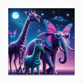 Giraffes And Butterflies Canvas Print