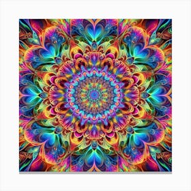 Psychedelic Bliss: A Colorful and Hypnotic Mandala Art Canvas Print