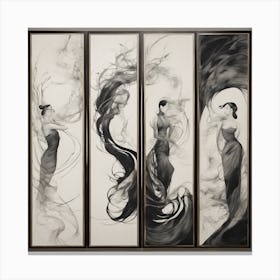 Four Women In Black And White Canvas Print
