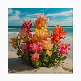 Colorful Flowers On The Beach Canvas Print