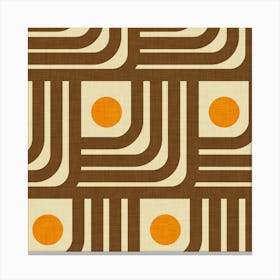 70s Curve Lines Brown Orange Canvas Print