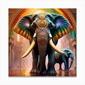 Elephants And Rainbows Canvas Print