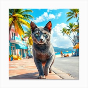 Cat Walk by The Beach Canvas Print