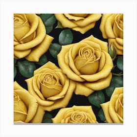 Yellow Roses On Black Background 3 Canvas Print