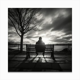 Man Sitting On A Bench Canvas Print