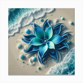 Blue Flower On The Sand Canvas Print