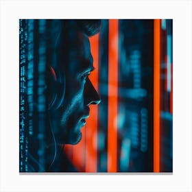 Man In Front Of Computer Canvas Print