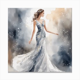 Watercolor Of A Woman In A Dress 5 Canvas Print